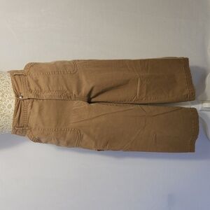 Chico's Women's Khaki Stretch Front/Back Pocket Zip Button Closure Capri Cargo